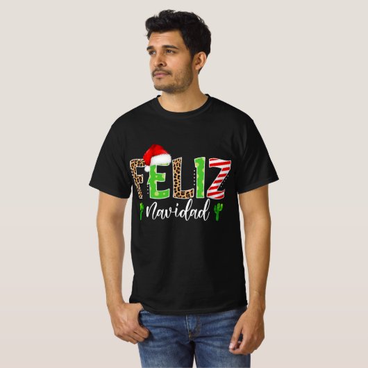 feliz navidad cactus spanisches Weihnachtsgeschenk T-Shirt (Vorne ganz)