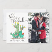 Feliz Navidad Cactus Succulent Foto Feiertagskarte (Vorderseite)