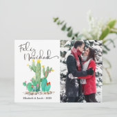 Feliz Navidad Cactus Succulent Foto Feiertagskarte (Stehend Vorderseite)