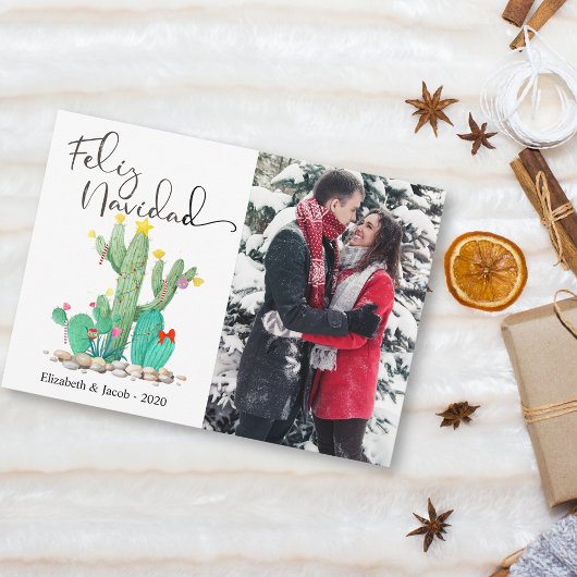 Feliz Navidad Cactus Succulent Foto Feiertagskarte