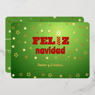 Feliz navidad candle stars Grüße Foil Card Folien Feiertagskarte