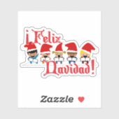 Feliz Navidad Caroling Kinder Weihnachten Aufkleber (Blatt)