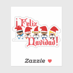 Feliz Navidad Caroling Kinder Weihnachten Aufkleber