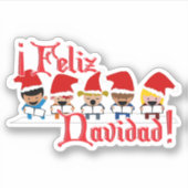 Feliz Navidad Caroling Kinder Weihnachten Aufkleber (Vorderseite)