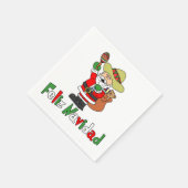 Feliz Navidad Cartoon Santa Sombrero Maracas Serviette (Ecke)