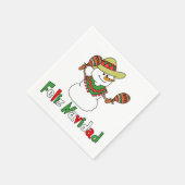 Feliz Navidad Cartoon Snowman Sombrero Maracas Serviette (Ecke)