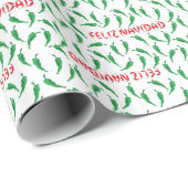 Feliz Navidad Chile Pepper Pattern Geschenkpapier (Rolleneckpunkt)