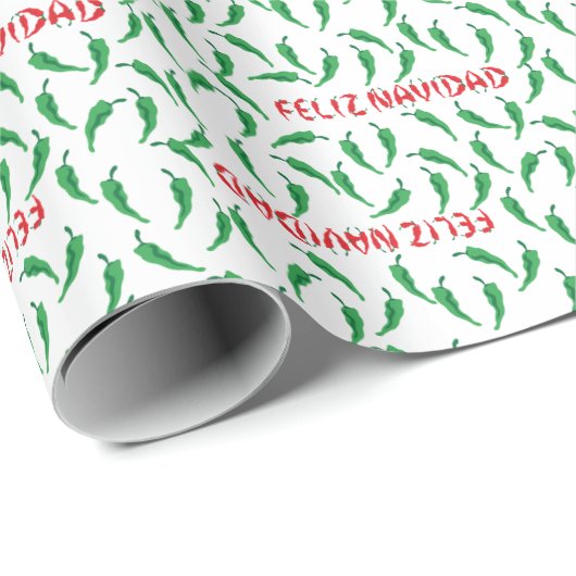 Feliz Navidad Chile Pepper Pattern Geschenkpapier (Rolleneckpunkt)