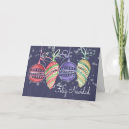Feliz Navidad Christmas Baubles Watercolor Feiertagskarte