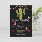 Feliz Navidad Christmas Cactus Party Einladung (Stehend Vorderseite)