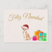 Feliz Navidad Christmas Chihuahua Dog Merry Bright Postkarte (Vorderseite)