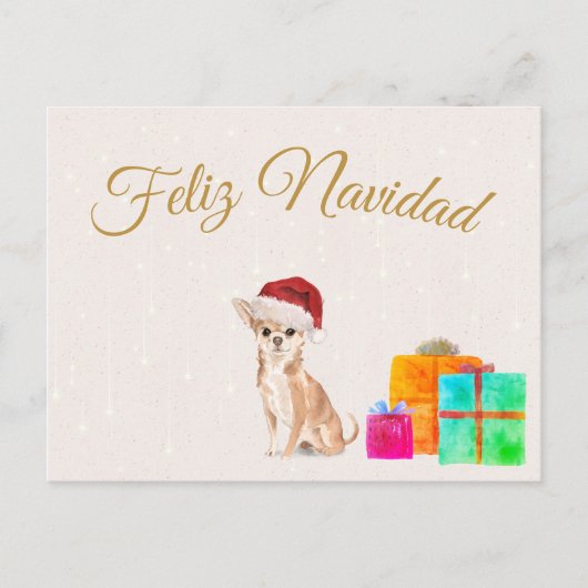 Feliz Navidad Christmas Chihuahua Dog Merry Bright Postkarte (Vorderseite)