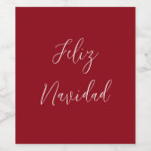 Feliz Navidad Christmas Elegant Moderne Weinetikett (Einzelnes Label)