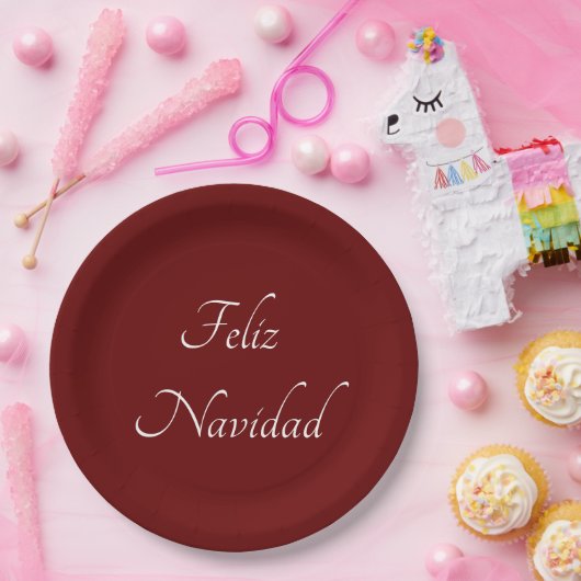 Feliz Navidad Christmas Fiesta Red Pappteller (Party)
