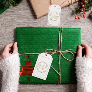 Feliz Navidad Christmas Golden White Isaiah 9:6 Geschenkanhänger