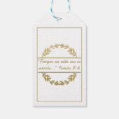 Feliz Navidad Christmas Golden White Isaiah 9:6 Geschenkanhänger (Rückseite)