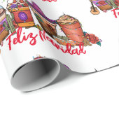 Feliz Navidad Christmas Mexico Kaffeetrinks Geschenkpapier (Rolleneckpunkt)