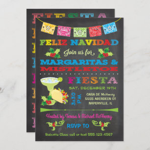 Feliz Navidad Christmas Mistletoe und Margaritas Einladung