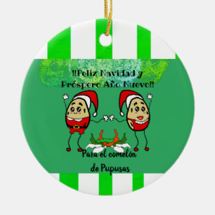 Feliz Navidad Christmas para el Comelón Pupusas Keramik Ornament