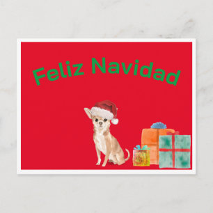Feliz Navidad Christmas Red Chihuahua Dog Postkarte