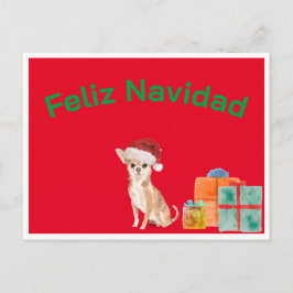 Feliz Navidad Christmas Red Chihuahua Dog Postkarte