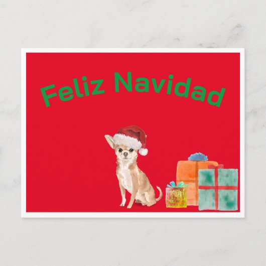 Feliz Navidad Christmas Red Chihuahua Dog Postkarte (Vorderseite)