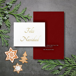 Feliz Navidad Christmas Red Festive Gold Folienkarte