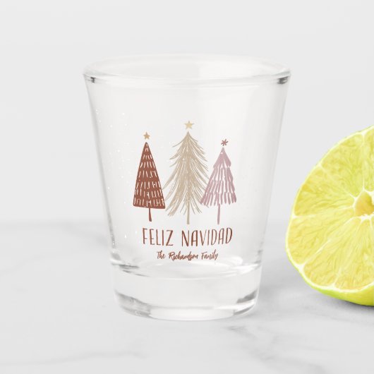 Feliz Navidad Christmas Tree Holiday Merry Elegant Schnapsglas (Vorderseite)