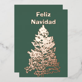 Feliz Navidad Christmas Tree Rose Gold Folien Feiertagskarte