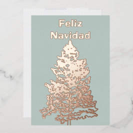 Feliz Navidad Christmas Tree Rose Gold Folien Feiertagskarte