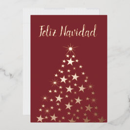 Feliz Navidad Christmas Tree Rose Gold Folien Feiertagskarte