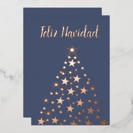 Feliz Navidad Christmas Tree Rose Gold Folien Feiertagskarte