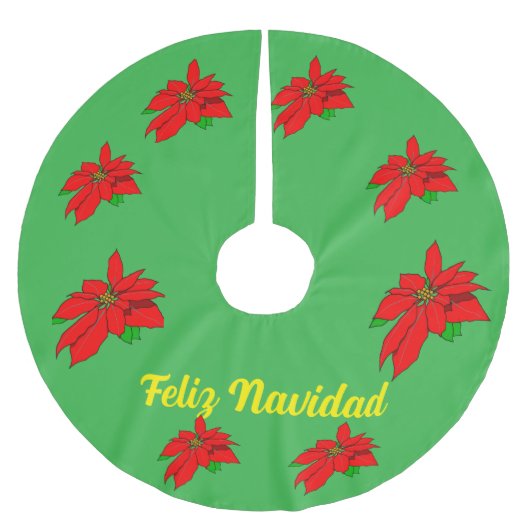 Feliz Navidad Christmas Tree Skirt Polyester Weihnachtsbaumdecke (Vorderseite)
