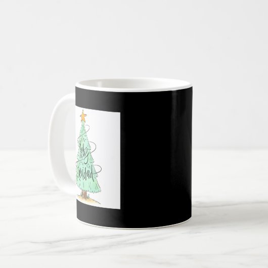 Feliz Navidad Christmas Tree T Shirt Kaffeetasse (Vorderseite Links)