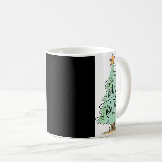 Feliz Navidad Christmas Tree T Shirt Kaffeetasse (VorderseiteRechts)