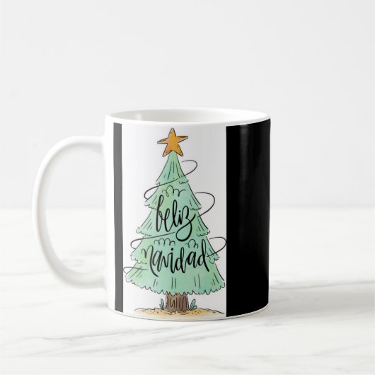 Feliz Navidad Christmas Tree T Shirt Kaffeetasse (Links)