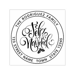 Feliz Navidad Circular Address Permastempel