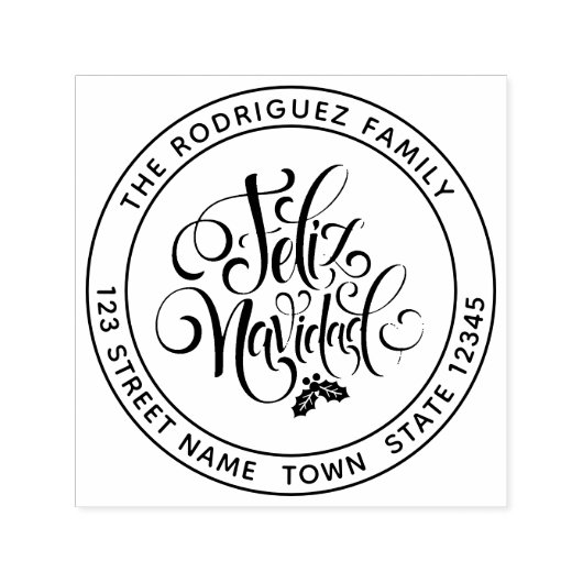 Feliz Navidad Circular Address Permastempel (Design)