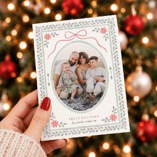 Feliz Navidad Cottagecore-Schleife Weihnachtsfoto Feiertagskarte