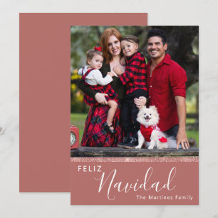 Feliz Navidad Custom One Foto Rose Gold Feiertagskarte