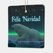 Feliz Navidad - Eiskantenpolarbär Keramikornament (Links)