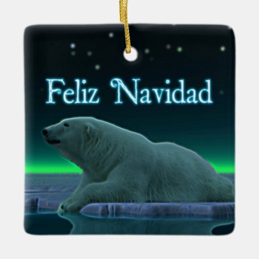 Feliz Navidad - Eiskantenpolarbär Keramikornament (Vorderseite)