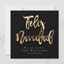 Feliz Navidad Elegant Black and Gold Script Chic Feiertagskarte