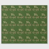 Feliz Navidad Elegant Green und Gold Script Geschenkpapier (Flach)