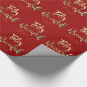 Feliz Navidad Elegant Rot- und Gold-Script Geschenkpapier (Ecke)
