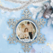 Feliz Navidad Elegante Azul Holiday Schneeflocken Zinn-Ornament