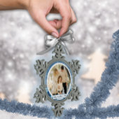 Feliz Navidad Elegante Azul Holiday Schneeflocken Zinn-Ornament