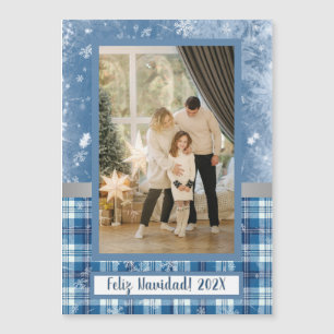 Feliz Navidad Elegante Azul Tarjeta de Iman Magnetkarte