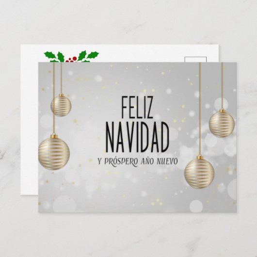 Feliz Navidad elegantes Design Postkarte (Vorne/Hinten)