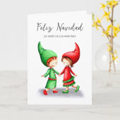 Feliz Navidad Elves Spanische Weihnachtskarte Karte (Gelbe Blume)